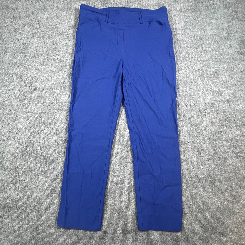 Hilary Radley Ankle Pants Womens L Blue Stretch Built In Tummy Control Pull On